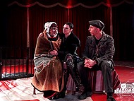 Lesbian partner is pretty tender with tied up porn actress while teasing her nipples and pussy 10