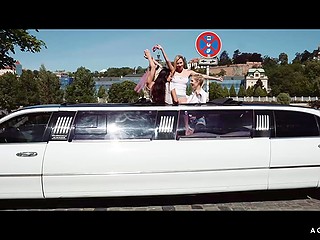 Шаловливые молодухи бегают по городу и светят титечки, а потом в лимузине пьют молоко 10