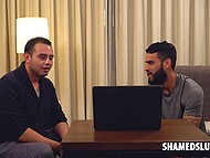 Girl turns out to be a whore who cheats on boyfriend sucking long-haired macho's dick 4