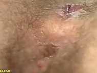 Excited German MILF with natural boobs has her hairy pussy and tight asshole drilled on the couch 8