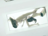 Girls are lying on glass so that cameraman can shoot them from below when they give each other pleasure 9