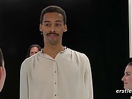 Two beautiful eyes watch man representatives in the porn parody on tinder for fucking 10