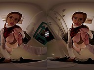 Тёлочка с зачётной грудью довела мальчика до того, что он потерял контроль и занялся с ней VR сексом 4