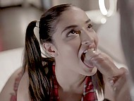 Cyborg girl got the first porn assignment and has to get her ass banged by the rich man 5