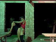 Black guy in a cap fucks a hooker's pussy from behind outdoors and hidden camera films it 10