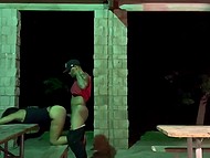 Black guy in a cap fucks a hooker's pussy from behind outdoors and hidden camera films it 9