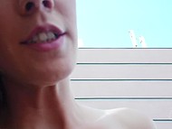 Girl opposed to lingerie and boyfriend go to the building roof to practice sex there 10