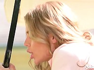 Bearded man claims that he is a good teacher and the chick makes sure of it during outdoor anal fuck 11