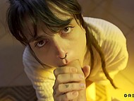 After giving blowjob on the beach, inked nymph copulates with BF on the balcony and in the hotel 8