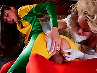 Rogue and Storm share hard prick of powerful villain Magneto during kinky threesome in the jail 7