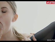 Classy Latvian mistress and her blonde partner have kinky threesome with submissive guy 6