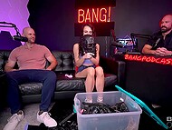 Slender brunette Liz Jordan talks dirty and tries her first BDSM intercourse with the muscled stud at casting 5