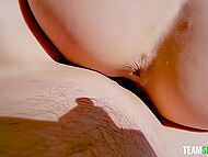 Dirty-minded young whores shake their big breasts for the man and fuck him in turns on the picnic 9