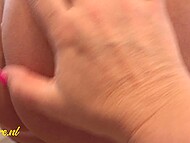 Good-looking mature redhead strips to stockings and pleases herself with vibrator in the kitchen 4