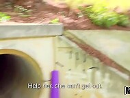 Lecherous hotties shamelessly pose for the camera when taking lover's dick in public places in POV  7