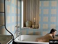 Super-hot Latvian babe Gabriella Lati enjoys some pleasant pain and drills her cunt with a dildo in the bathtub 5