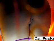 Excited sexy pornstar Dani Daniels gets rid of her sexy panties to tease her craving pussy properly 5