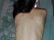 Stud sticks thick XXX phallus between round butt cheeks of his amateur Latina girlfriend in POV 9