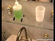 Amateur guy captures on the camera homemade sex with slender GF in the bathroom 7