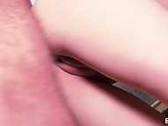 After work slender Japanese lassies sucks and rides boss' ragging boner in his cabinet 9