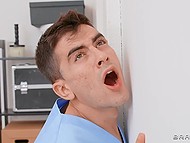 Mind-boggling nurse Angel Wicky sees the perverted co-worker's dick and wants to be analyzed 4