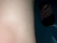 Amateur guy touches body of naked slut while drilling her shaved pussy via gloryhole 4