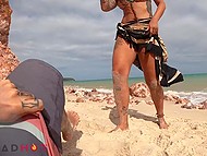Sunny beach becomes an ideal place for attractive lassie and her man to have quick outdoor fuck 7
