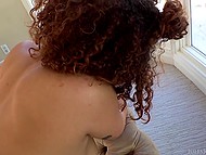 Girl agrees to give a blowjob to older boy and makes him cum on face with her trimmed pussy 4