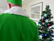 Dazzling blond teens in Christmas costumes welcome dick to explore their wet caves 4