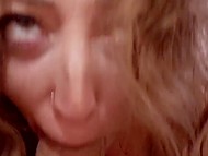 Naughty whore gives sloppy blowjob before receiving all hot sperm on her beautiful face 7