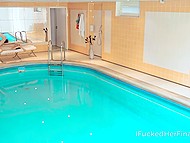 Instructor massages girl's feet making her in the mood for spontaneous sex by the pool 5