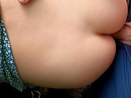 Sexy busty Danish MILF put on a blue dress and followed her lover to hook up in the car 10