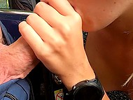 Sexy busty Danish MILF put on a blue dress and followed her lover to hook up in the car 5