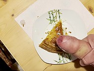 Penis enters French's mouth and after a couple of minutes pours tart sperm on her sweet dessert 9