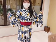 Japanese whore allows boy to paw small tits and then rocks out with him on the table 6