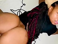 Cute chocolate with dreadlocks makes black guy feel good with her mouth and pussy in the bedroom 11