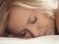 Sweet blonde with big boobs loves wearing sexy lingerie and gently touching own pussy 5