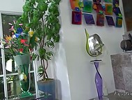 Lesbian gets off on anal penetration by camerawoman who applies different stuff to her butt 8