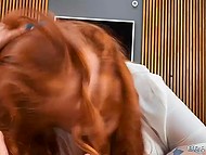 Horny guy lures red-haired BBW Yola Flimes into spontaneous quickie full of squirting 11