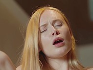 Flowers sent by boyfriend make sweet blonde in the mood to strip naked and rub pussy in the kitchen 10