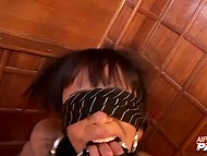 Busty stunner doesn't take off blindfold during hot sex with impudent man and in the end gets facialized 7