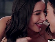 Slender belle Emily Willis on BF's birthday lures him into anal threeway with her Asian bestie Lulu Chu 7