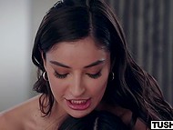 Slender belle Emily Willis on BF's birthday lures him into anal threeway with her Asian bestie Lulu Chu 9