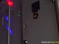 Young brunette Jane Wilde is caught stealing DVDs and punished with big black penis in the gloryhole 4