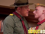 Boy scout hasn't completed the task and the scoutmaster punishes him with anal sex in the office 4