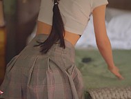 Chinese man asks to visit the attractive young girl and they have sex on the bed 4