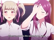 Big-tittied girl with red hair practices sex but her friends become jealous and join 4