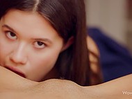 Friends take part in lesbian porn where they softly thrust tongues and fingers into each other's snatch 6