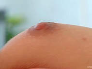 Chick's body shakes in pleasure when she gives private fondling to her own cunt with the help of a blue sex toy 7