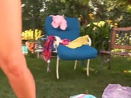 Slutty charmers liked boy's idea to go out and be drilled together on a green meadow 11